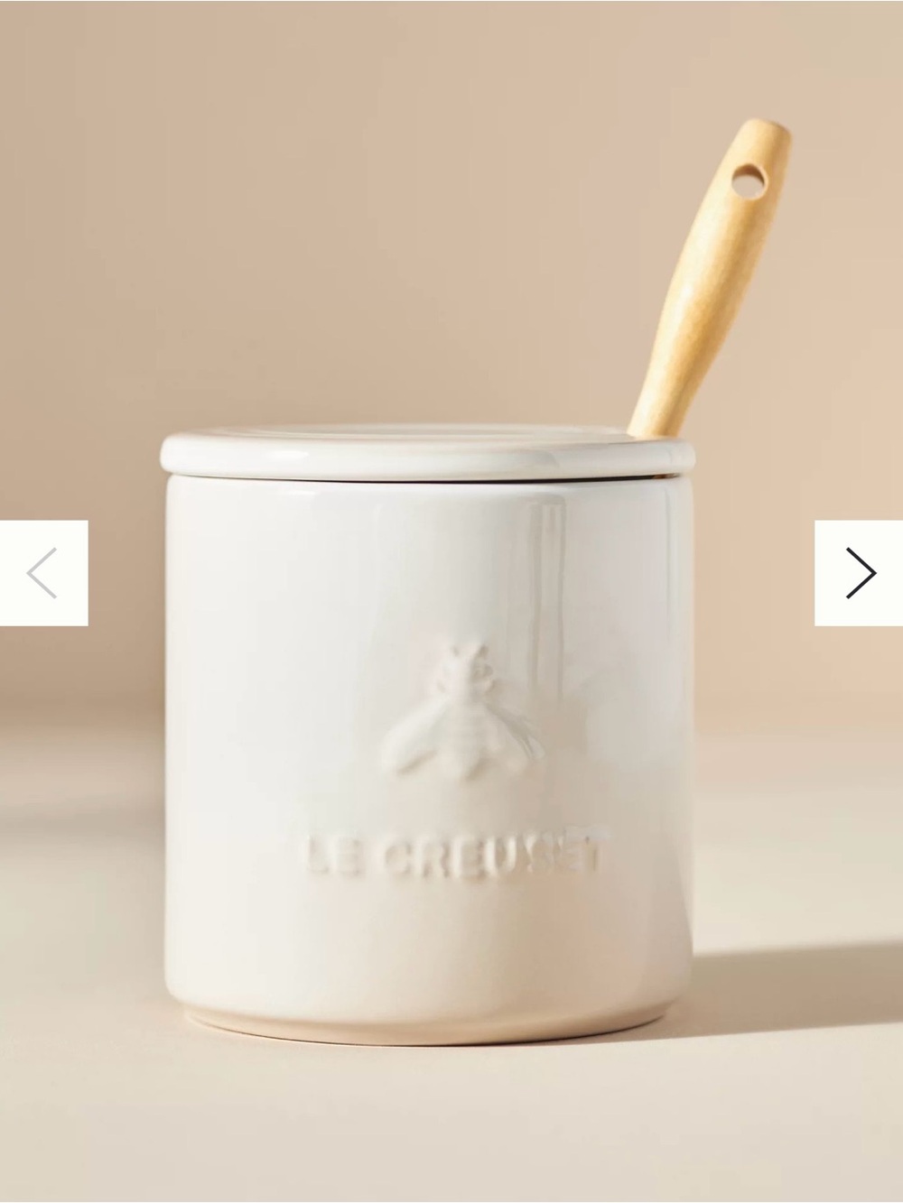 NWOT! Le Creuset Stoneware Honey Pot, White